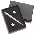 Rectangle Cufflinks & Ball Point Pen Set with 2-Piece Gift Box